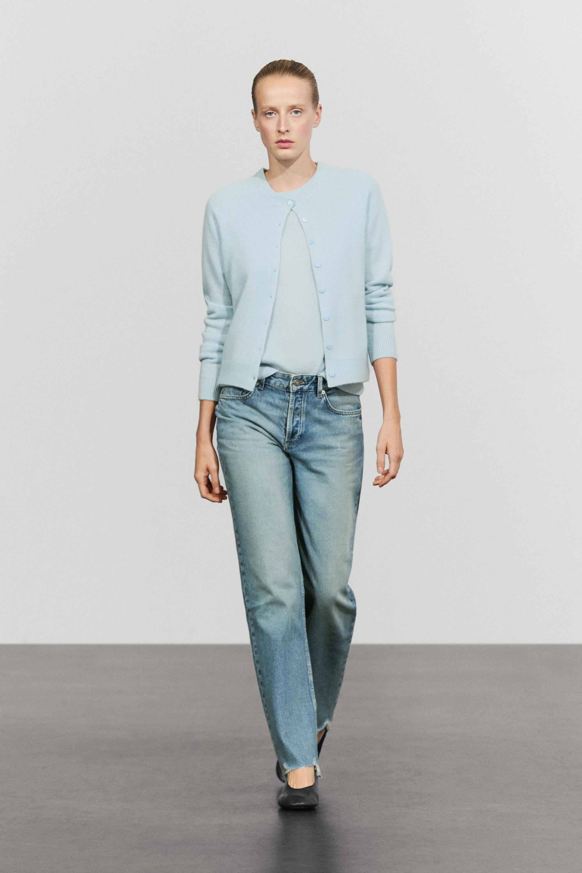 100% cashmere cropped knit cardigan | Massimo Dutti UK