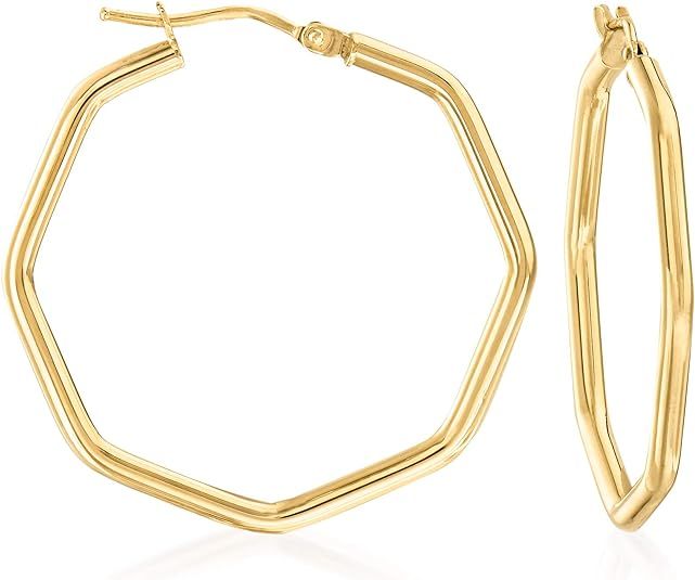 Ross-Simons Italian Geometric Hoop Earrings in 14kt Yellow Gold | Amazon (US)