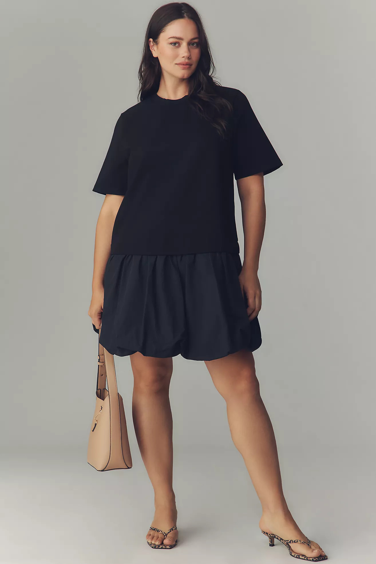 English Factory Short-Sleeve Twofer Bubble Mini Dress | Anthropologie (US)