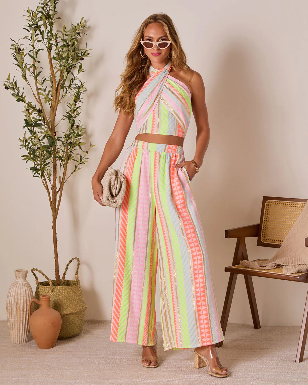 Sun Washed Abstract Wide Leg Pants | VICI