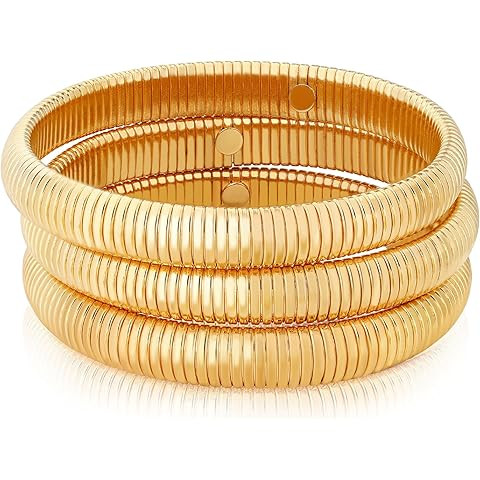 Gold Bracelets for Women, Gold Bangles for Women Chunky Bangle Bracelets for Women Bracelets Stac... | Amazon (US)