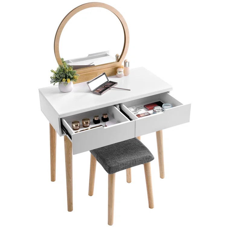 Arinze 31.5'' Wide Vanity Set with Stool and Mirror | Wayfair North America