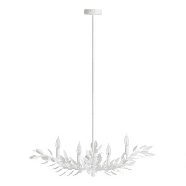 Calla White Metal Leaf 4 Light Chandelier | World Market