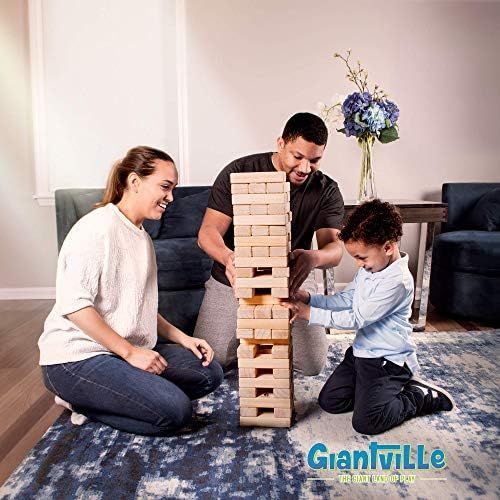 Giant Tumbling Timber Toy - Jumbo JR. Wooden Blocks Floor Game for Kids and Adults, 56 Pieces, Pr... | Amazon (US)