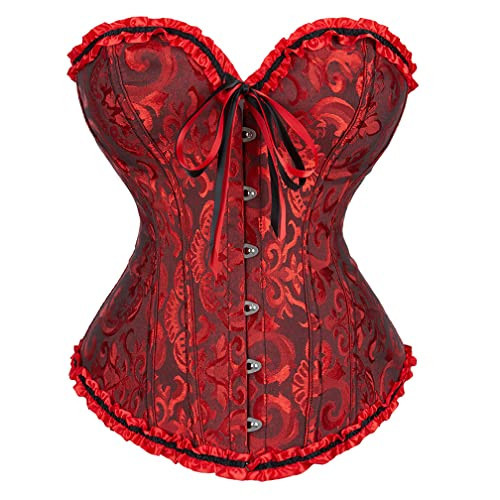Haorugut Red Corset for Women Plus Size Renaissance Corset Bodice Bustier Black and Red Corset Red 5XL | Amazon (US)