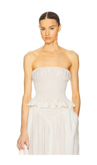 The Smocked Tunic in Silk And Wool in Ivory | Revolve Clothing (Global)