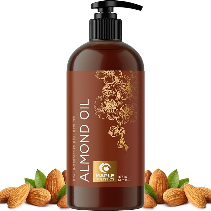 Sweet Almond Oil for Hair Skin & Nails - Value Size 100% Pure Cold Pressed Almond Oil for Hair Gr... | Amazon (US)
