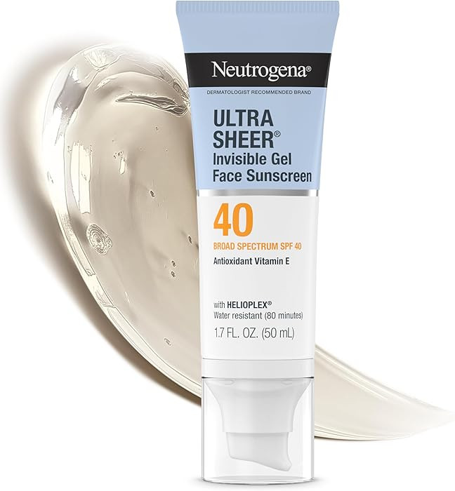 Neutrogena Ultra Sheer Invisible Gel Face Sunscreen SPF 40, Facial Sunscreen & Moisturizer, Vitam... | Amazon (US)