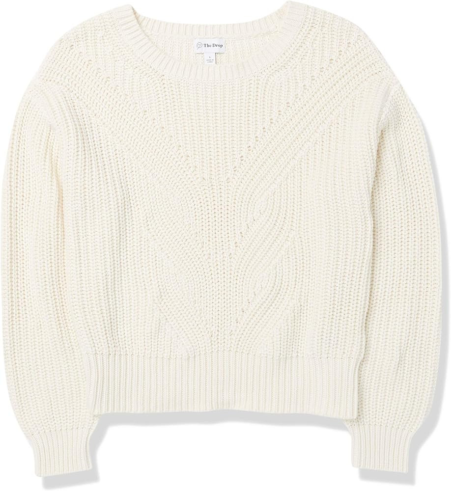 The Drop Women's Selena Cable Front Cropped Sweater | Amazon (US)