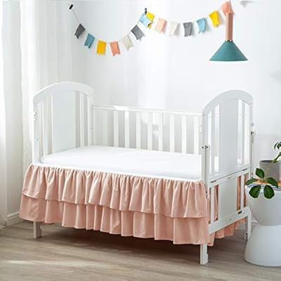 Komfor Crib Bed Skirt Dust Ruffle Double Layer Brushed Microfiber Nursery Crib Toddler Bedding Sk... | Amazon (US)