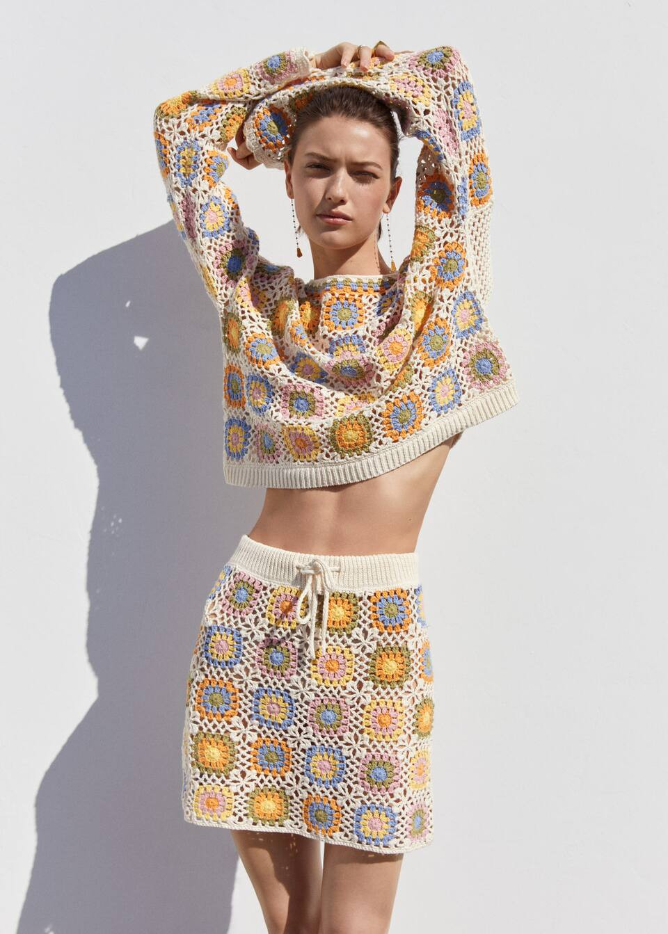 Oversize crochet sweater -  Women | Mango USA | MANGO (US)