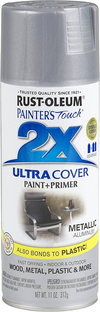 Rust-Oleum 249128 Painter's Touch 2X Ultra Cover Spray Paint, 11 oz, Metallic Aluminum | Amazon (US)