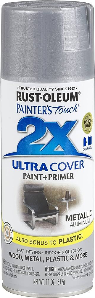 Rust-Oleum 249128 Painter's Touch 2X Ultra Cover Spray Paint, 11 oz, Metallic Aluminum | Amazon (US)