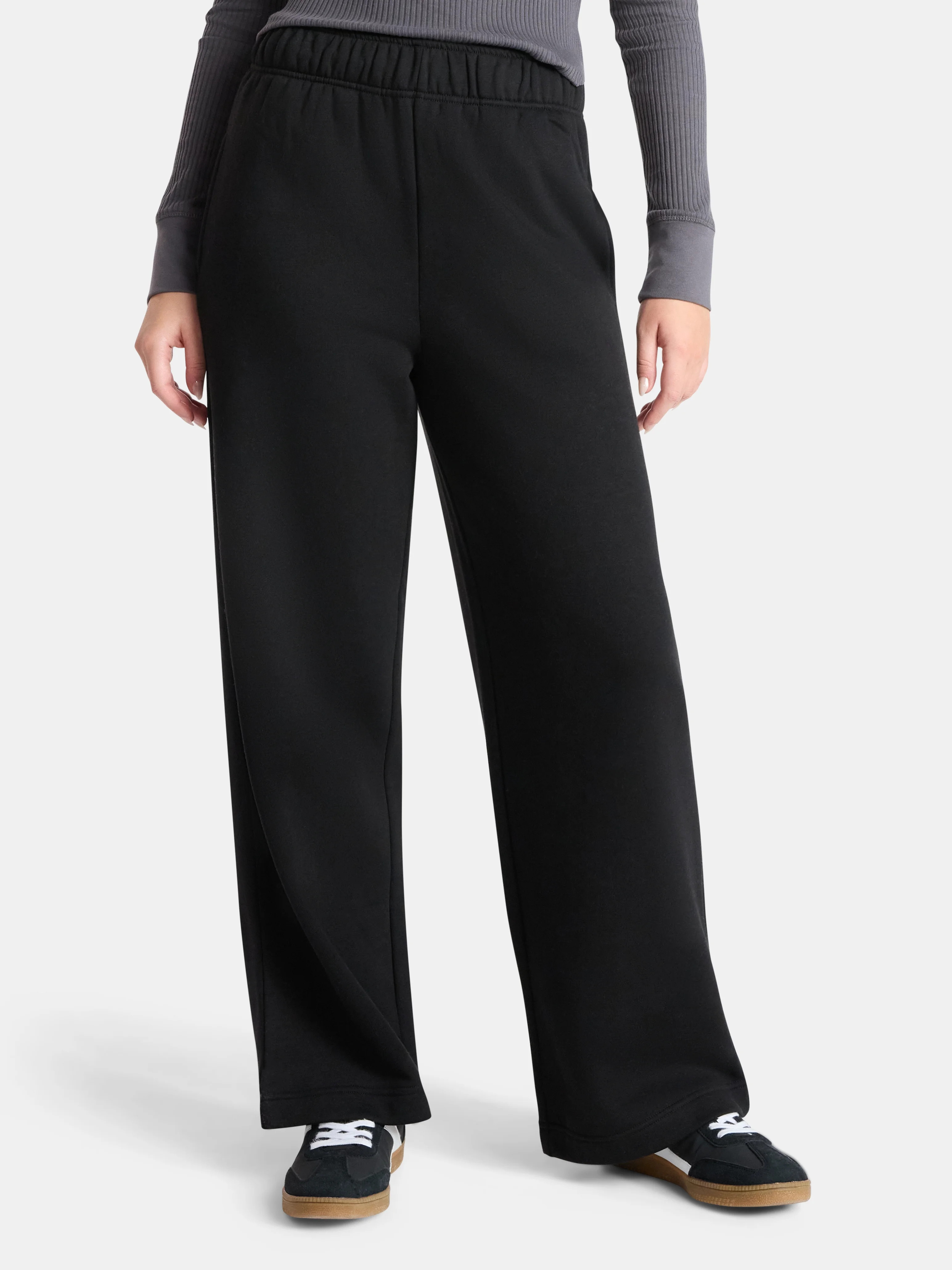 No Boundaries Wide-Leg Foldover Fleece Pants, 30'' Inseam, Women's | Walmart (US)