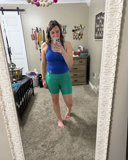 These bike shorts are a fun green! They also have quite a few pockets which in a fan of. 

I’m in a large in the shorts and XL in the tank. I could do a L in the tank but they didn’t have it in store  

#LTKFindsUnder50 #LTKMidsize #LTKFitness