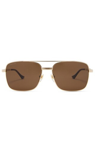 Rectangular Sunglasses in Gold & Brown | Revolve Clothing (Global)