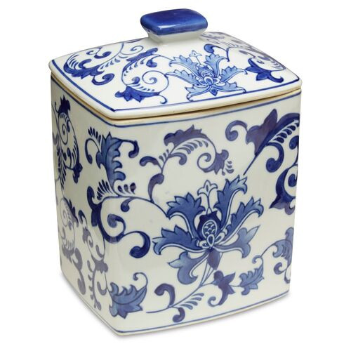 8" Nanine Canister - Blue/White | One Kings Lane