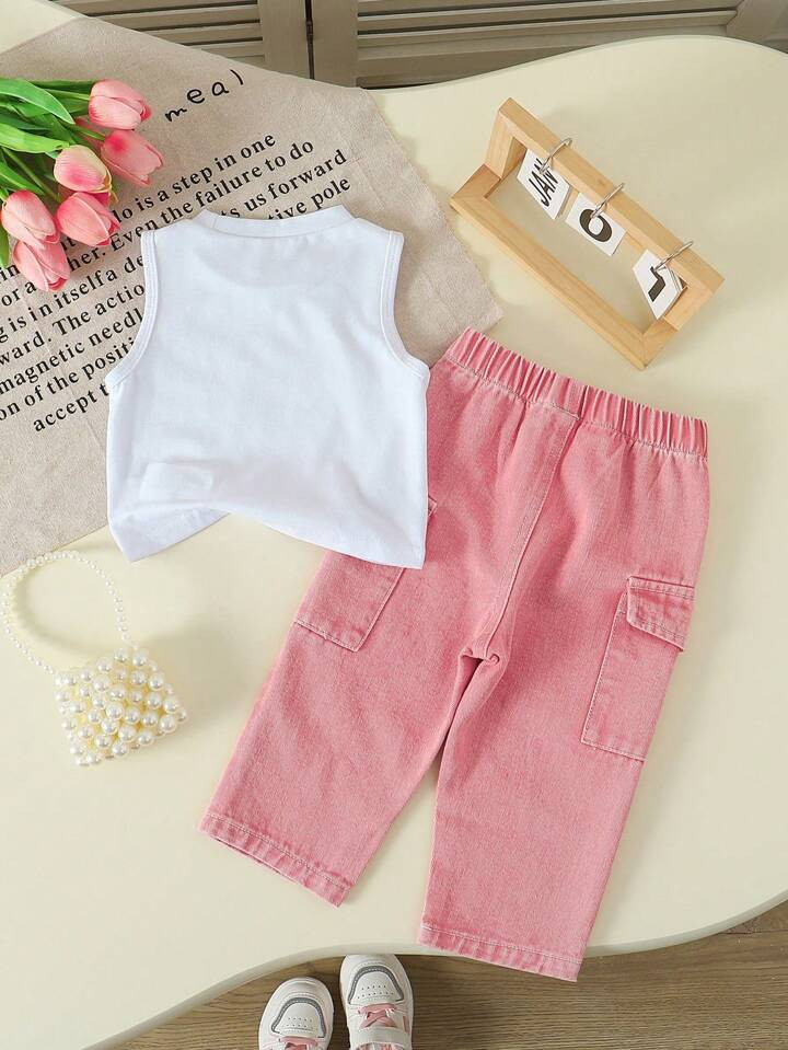 Baby Girl Regular Knitted Vest Top And Casual Long Pants Set, Fashion | SHEIN