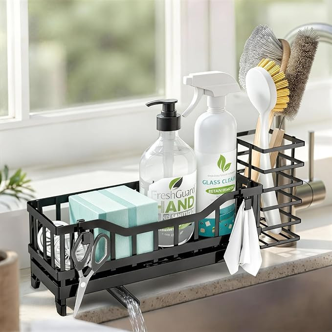 Sponge Holder for Kitchen Sink, Kitchen Sink Caddy with Long-Handled Dish Brushes Holder, 304 Rus... | Amazon (US)