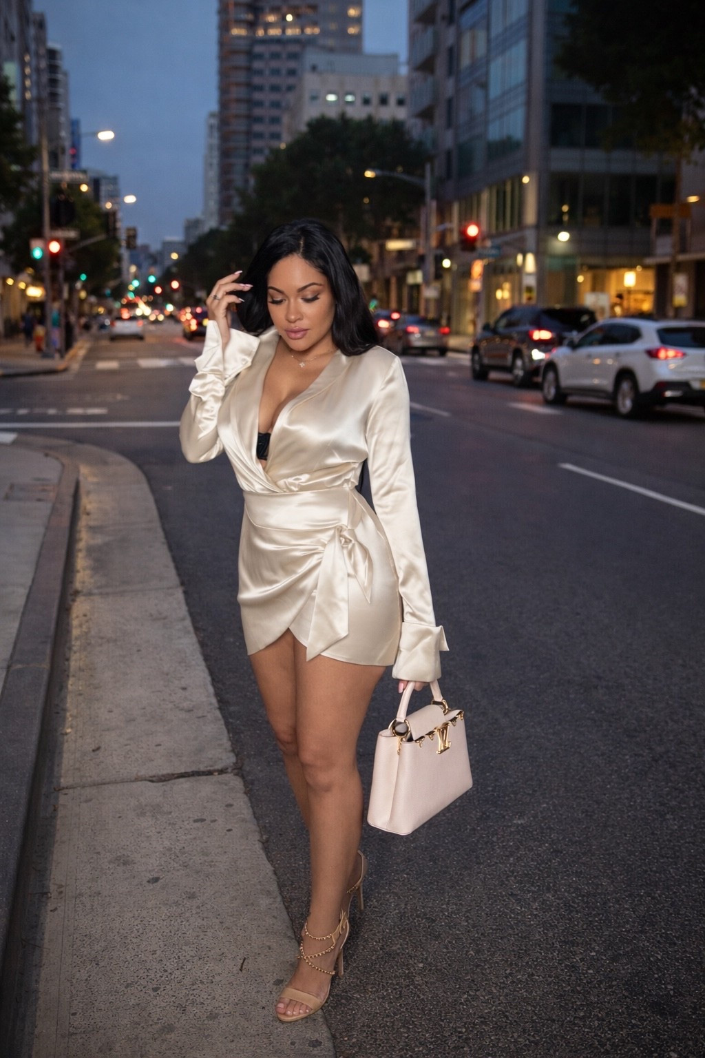 Champagne satin wrap mini dress 🤍

Sleek, silky, and perfect for date night, rooftop dinners, weddings, or Vegas nights out. Flattering wrap fit with long sleeves and a soft neutral glow.

#LTKSeasonal #LTKdayinmylife #LTKTravel
