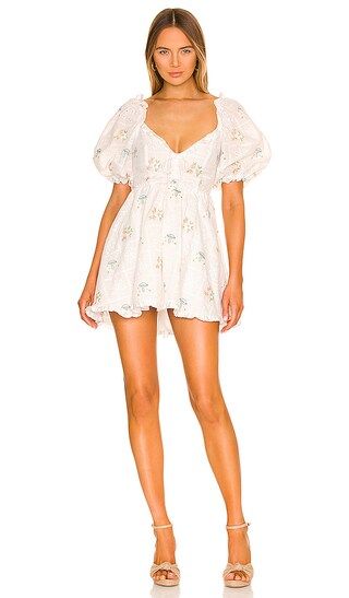 Yolonda Puff Sleeve Mini Dress in White | Revolve Clothing (Global)