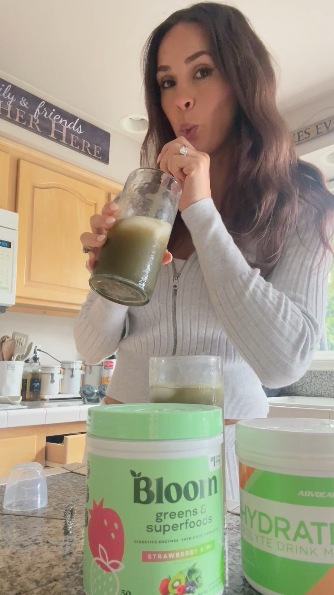 1 scoop flavored electrolytes 
1 scoop your favorite greens
1 cup ice
16 oz water 
Mix and enjoy!

Add 1 cup ice, 16 oz water, and 1 scoop of each and mix away! Add a straw for easier consumption 💚

I use the melon flavor electrolytes and the bloom strawberry kiwi greens but any variety is great! 

#LTKHome #LTKActive #LTKWatchNow