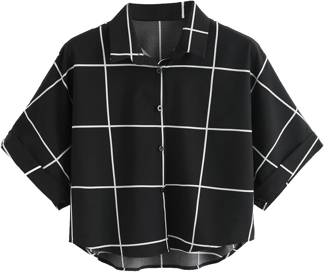 MAKEMECHIC Women's Summer Half Sleeve Dip Hem Plain Pocket T-Shirt Blouse Crop Top | Amazon (US)