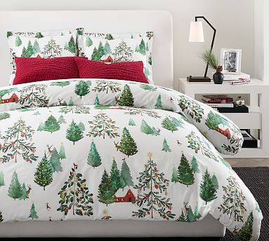 Christmas in the Country Organic Percale Duvet Cover | Pottery Barn | Pottery Barn (US)
