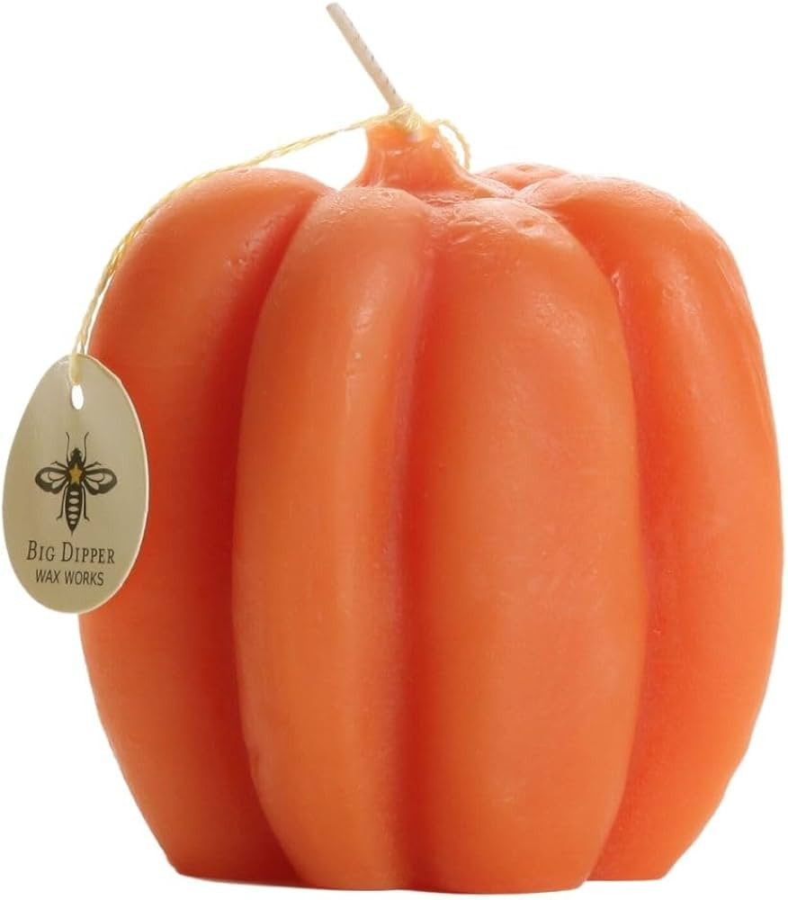Big Dipper Wax Works Beeswax Pumpkin Candle, Orange (3 x 3.25in) | Amazon (US)