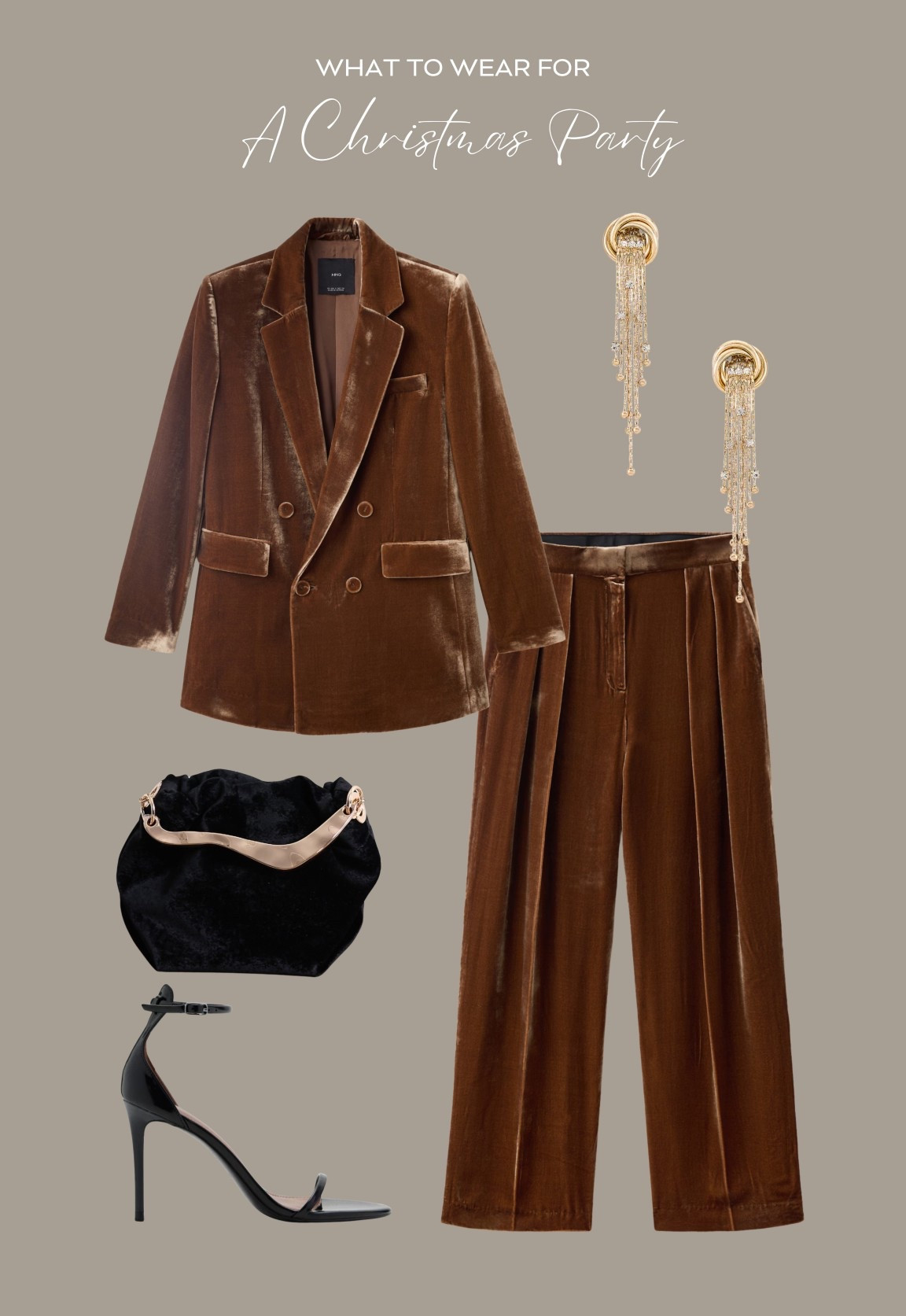 Christmas party outfit inspo 🪩✨

Velvet suit / mango new in / clutch bag / black heels / party wear / nye / New Year’s Eve 

#LTKstyletip #LTKfestive #LTKpartywear