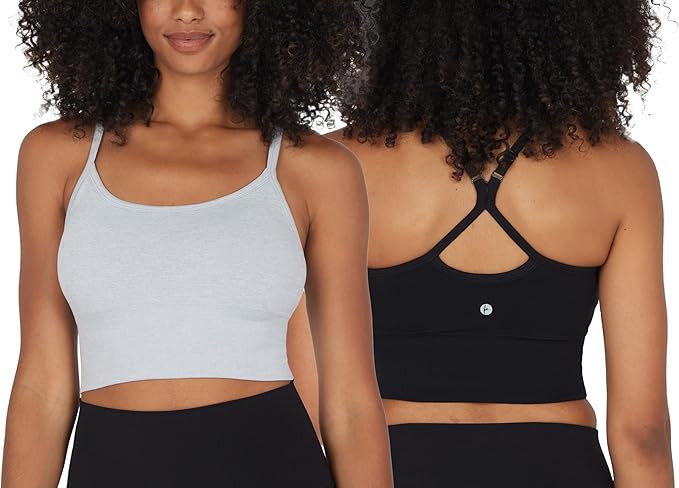 90 Degree By Reflex Womens Seamless Cami Longline Bra - Round Neck Workout Racerback Tank Top | Amazon (US)