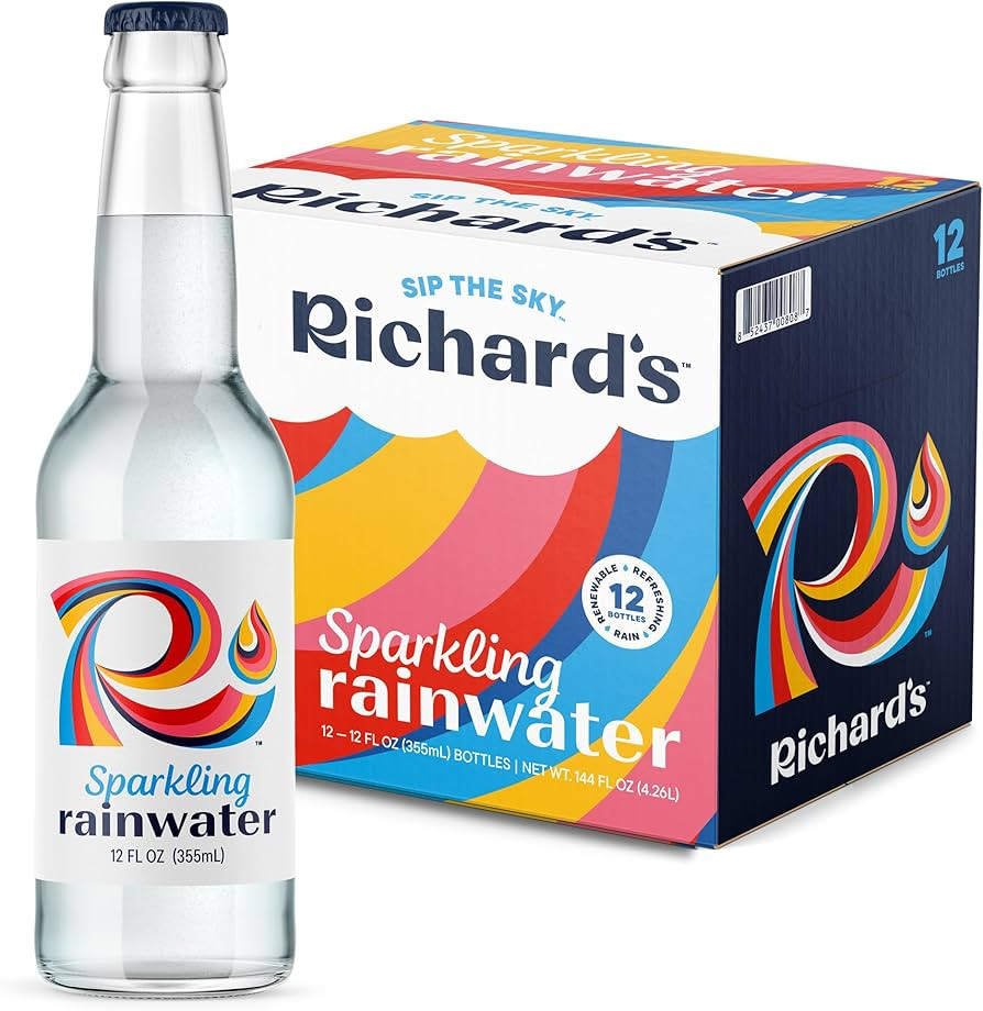 Richard's Rainwater Sparkling Water (12 fl oz Glass Bottles, 12-Pack), Long Lasting Bubbles, Rene... | Amazon (US)