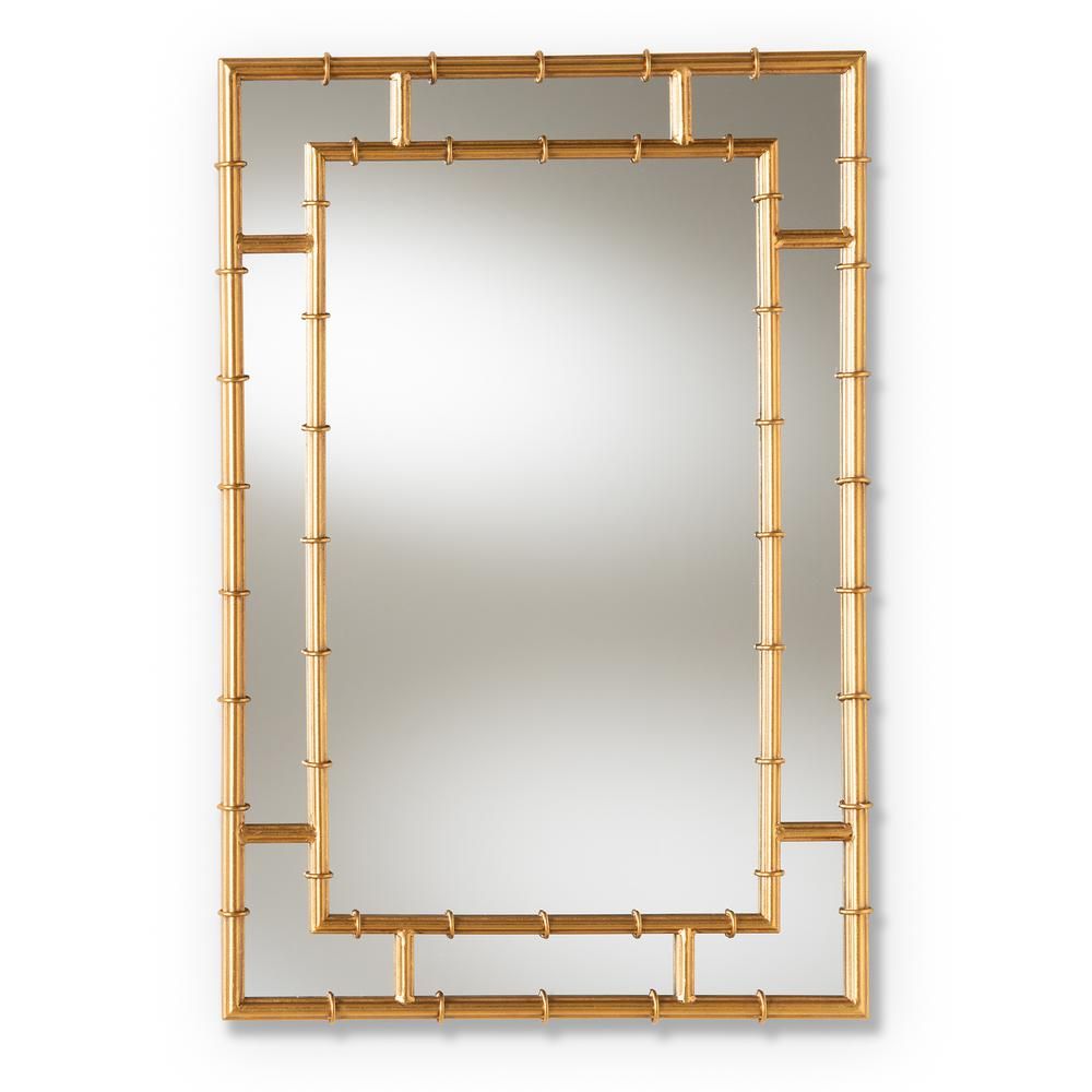 Baxton Studio Medium Rectangle Antique Gold Contemporary Mirror (32.25 in. H x 21.5 in. W) | The Home Depot