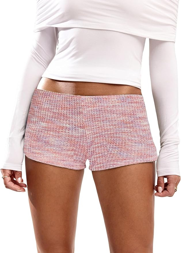 SOLY HUX Women's Knit Micro Shorts Striped Y2k Low Rise Booty Mini Shorts Color Block Strechy Lou... | Amazon (US)