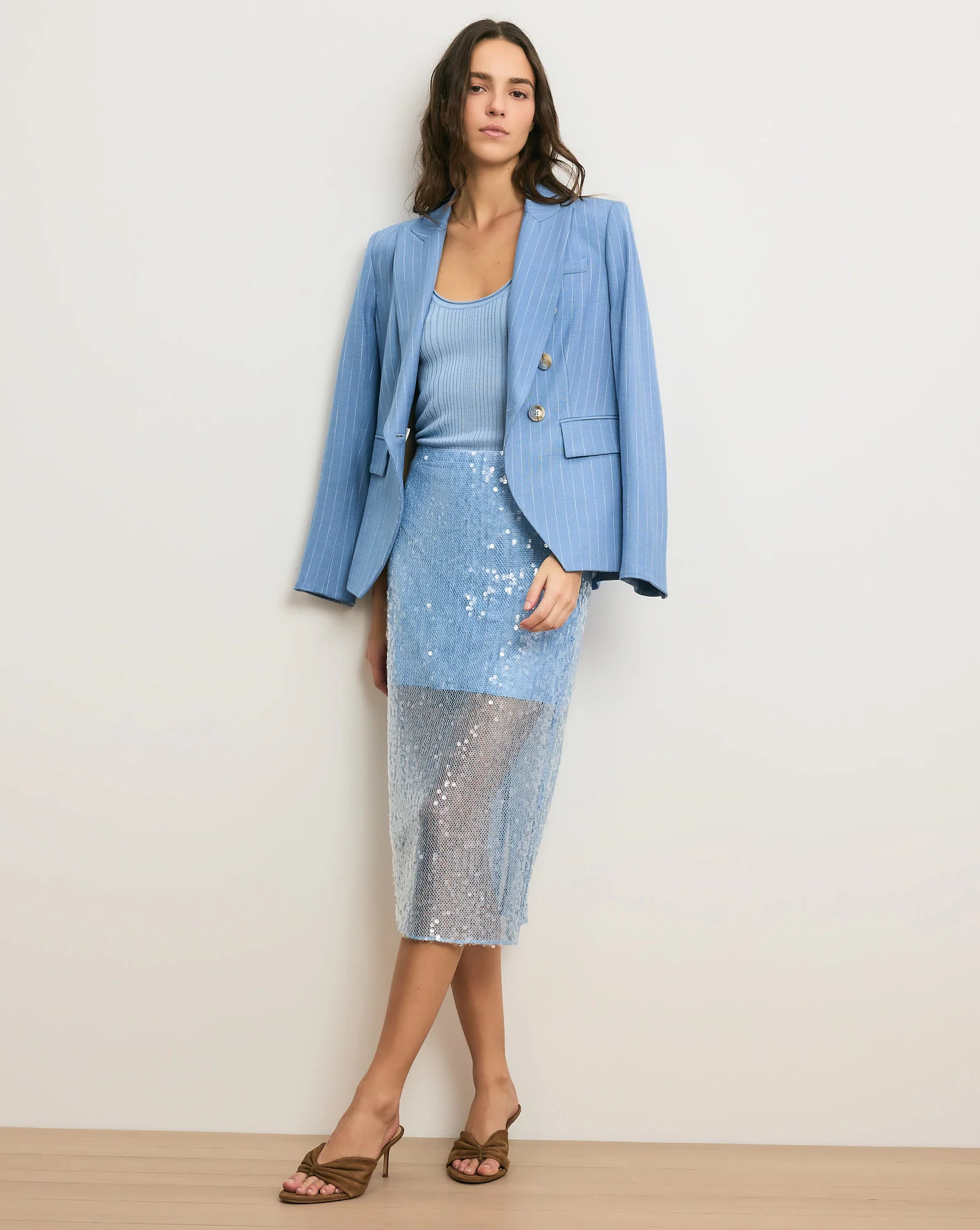 Veronica Beard Allora Sequin Midi Skirt Blue Jay | Veronica Beard