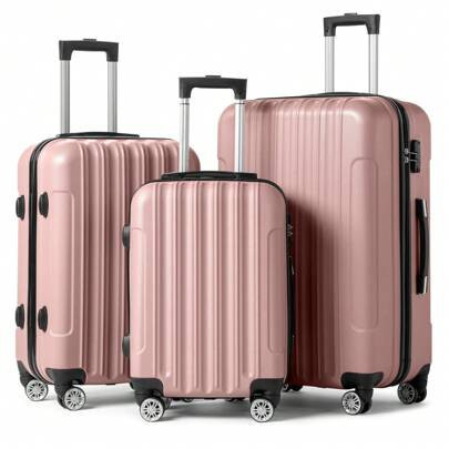 Luggage Set Of 3 Hardside Carry On Suitcase Sets With Spinner Wheels & TSA Lock, Portable Lightweight ABS Luggages For Travel, Business - Rose Gold (2 | SHEIN