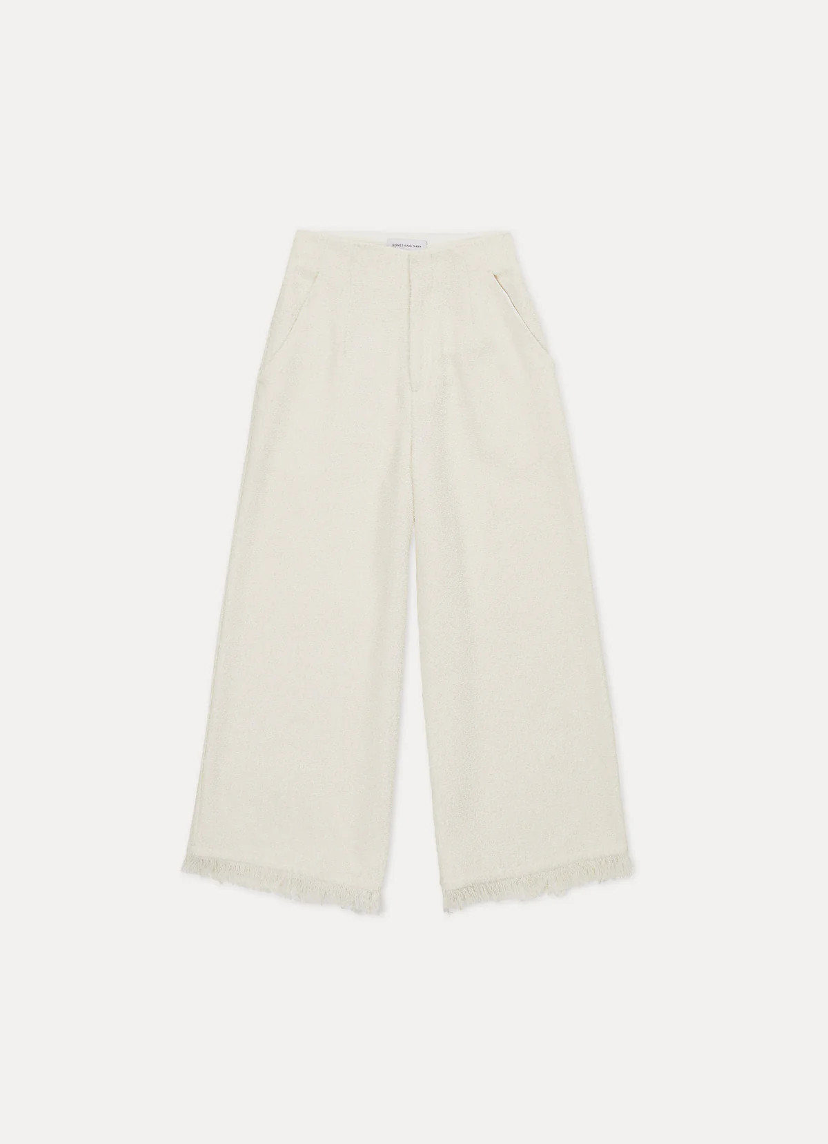 Tweed Frayed Hem Wide Leg Pants Ivory | Something Navy | Something Navy