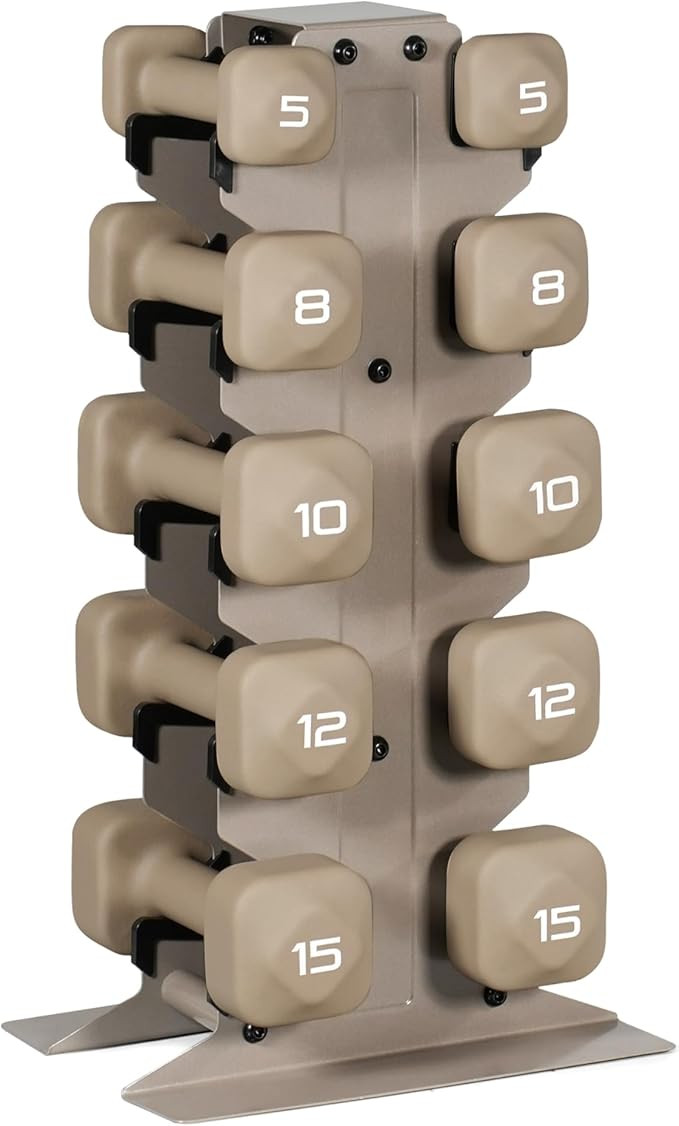 Tone Fitness Neoprene Dumbbell Set with Storage Rack – Non-Slip, Anti-Roll Hand Weights for Hom... | Amazon (US)