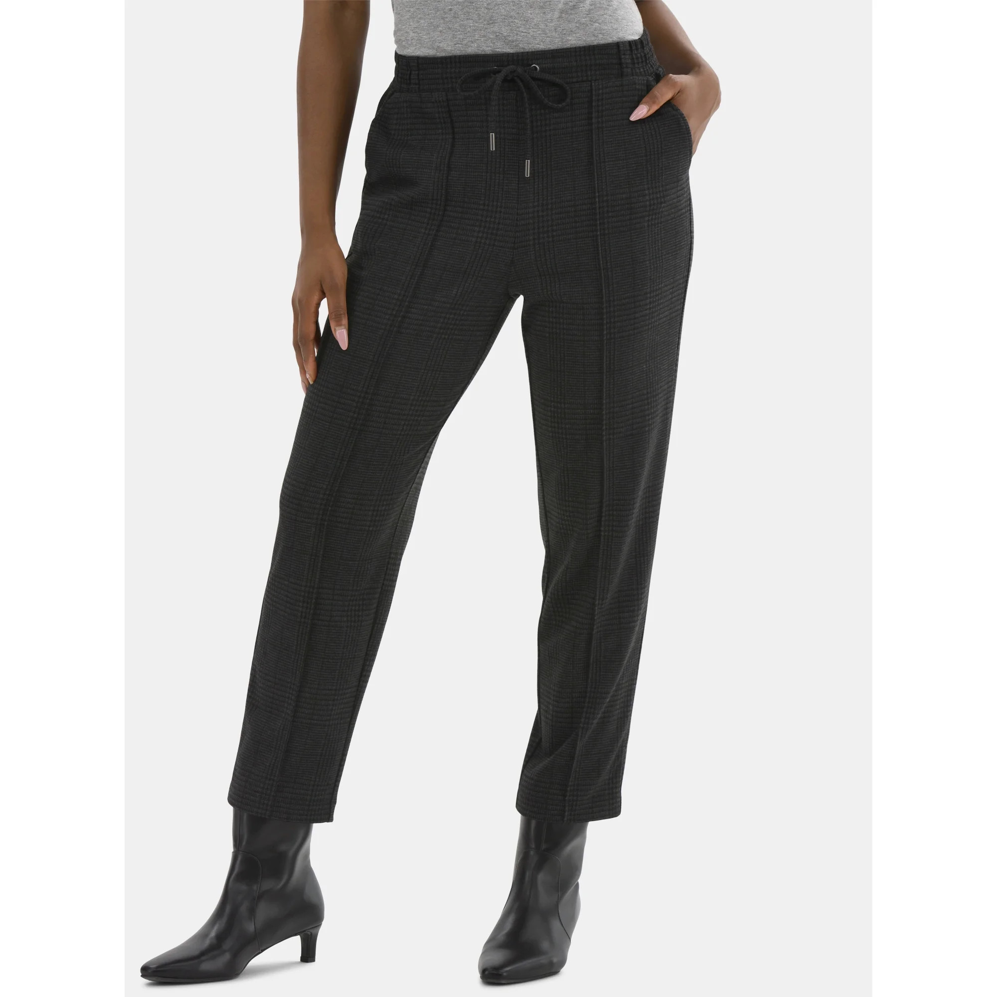 Time and Tru Women's High-Rise Tapered Drawstring Pants with Pintuck, 27" Inseam, Sizes XS-2XL - ... | Walmart (US)
