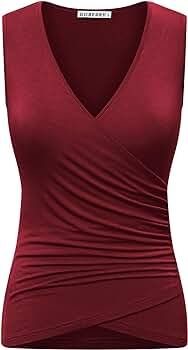 GUBERRY Women's Deep V Neck Long Sleeve Unique Cross Wrap Sexy Slim Fit Tops | Amazon (US)