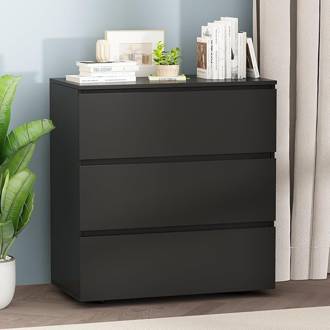 Homsee Modern 3-Drawer Dresser Chest, Wooden Dresser Tower with Wide Storage Space for Living Roo... | Amazon (US)