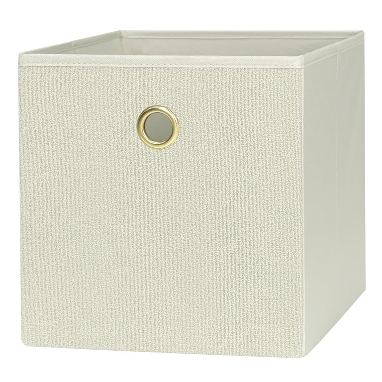 Mainstays Collapsible Fabric Cube Storage Bin, Beige Boucle | Walmart (US)