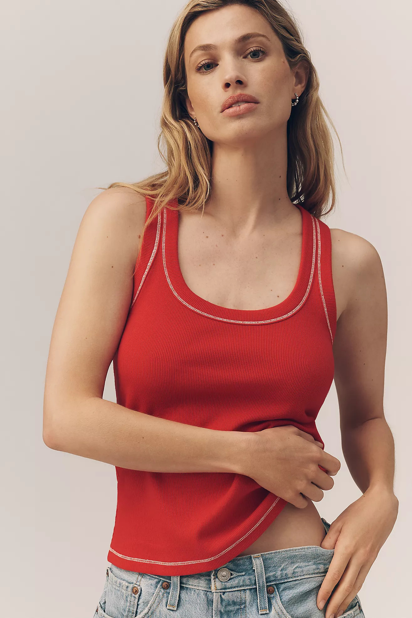 Sunny Scoop-Neck Tank  by Pilcro | Anthropologie (US)