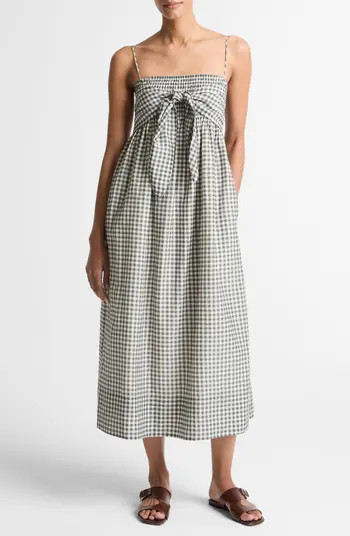 Vince Gingham Smocked Bodice Midi Sundress | Nordstrom | Nordstrom