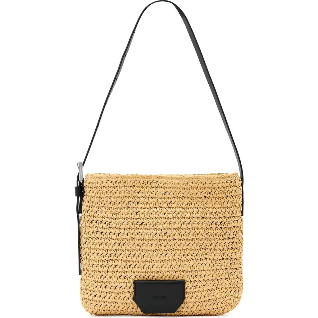 AllSaints Mini Asha Paper Straw Shoulder Bag in Natural at Nordstrom | Nordstrom