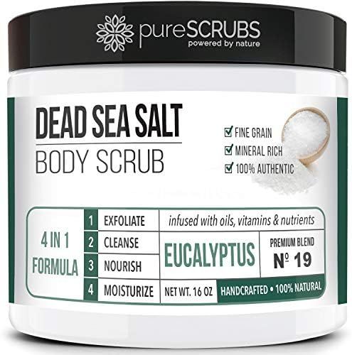 pureSCRUBS Premium Organic Body Scrub Set - 16oz EUCALYPTUS BODY SCRUB - Dead Sea Salt Infused with  | Amazon (US)