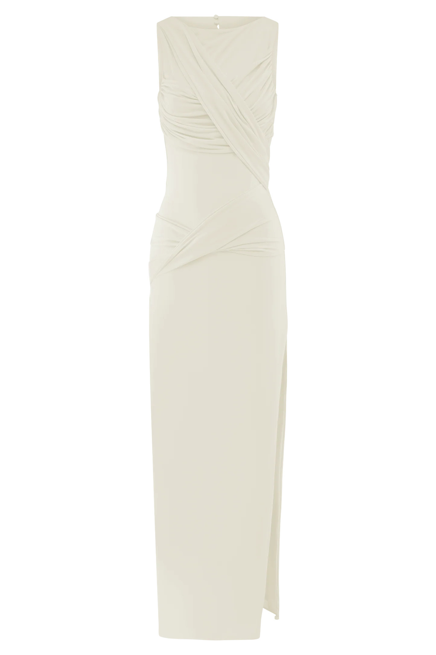 Henley Slinky Drape Maxi Dress - Ivory | MESHKI US