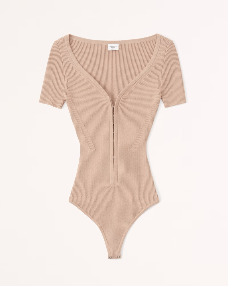 Women's Hook-and-Eye Short-Sleeve Sweater Bodysuit | Women's Tops | Abercrombie.com | Abercrombie & Fitch (US)