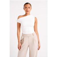 Alayna Recycled Nylon Ruched Top - White I MESHKI I Size XXS | MESHKI US