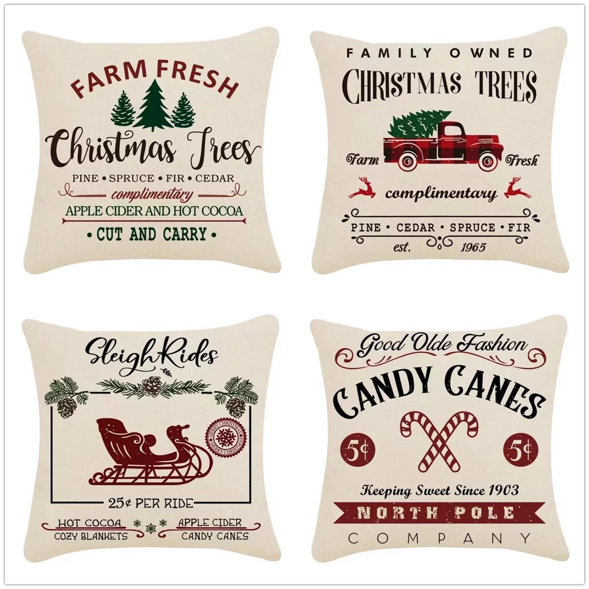 Christmas Pillow Covers Winter Holiday Decor Xmas Rustic Throw Cushion Case for Farmhouse Sofa Ho... | Walmart (US)